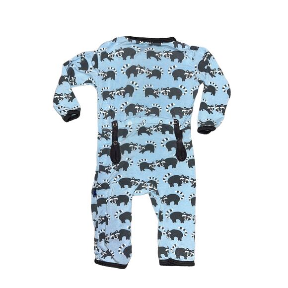 Kickee Pants All-Over Raccoon Print Coveralls Size 3-6 Months - Picture 4 of 5